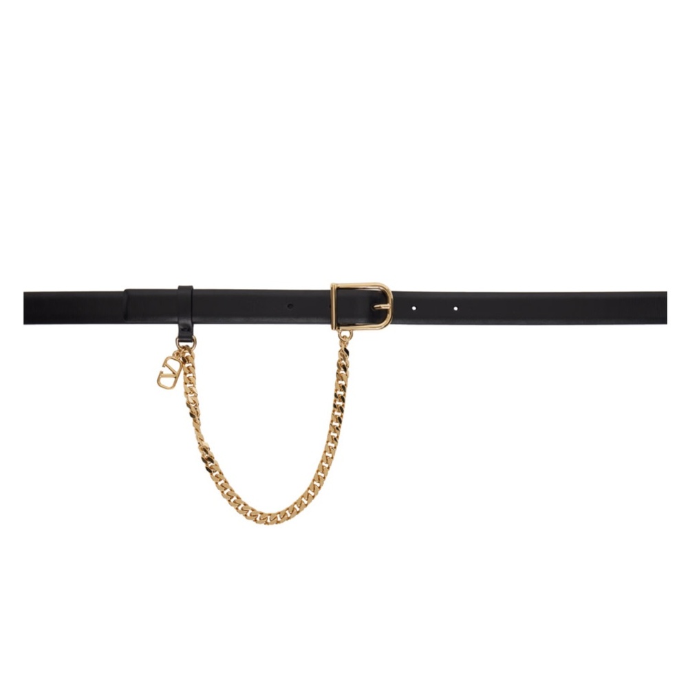 VALENTINO GARAVANI Black VLogo Leather Belt - Picture 1 of 2